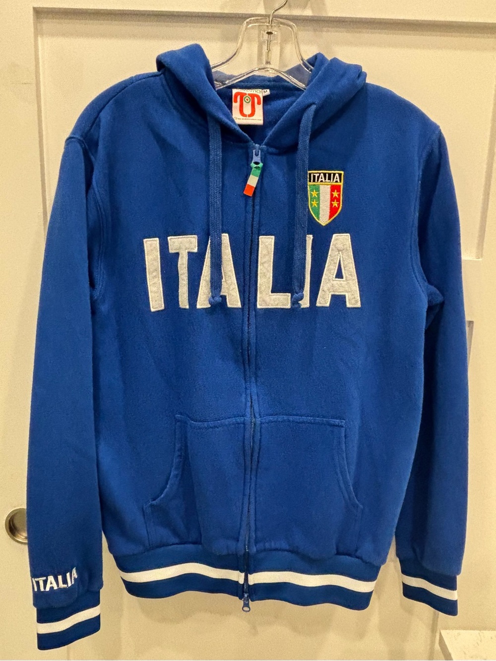 Italy Crest Italia Zip-Up Hoodie in Royal Blue
